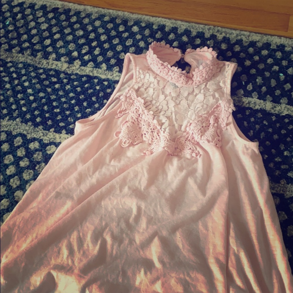 Pink lace tank top